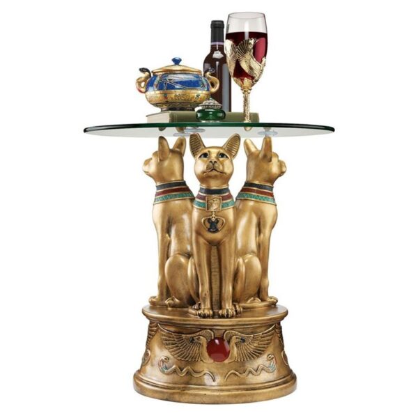 Design Toscano KY4037 18 1/2 Inch Royal Golden Bastet Side Table