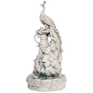 Design Toscano KY6178 8 1/2 Inch Staverden Castle Peacock Fountain - Stone