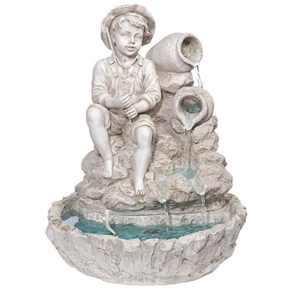 Design Toscano KY697 13 Inch Little Fisherman Garden Fountain