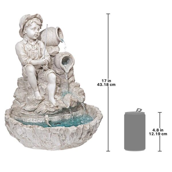 Design Toscano KY697 13 Inch Little Fisherman Garden Fountain