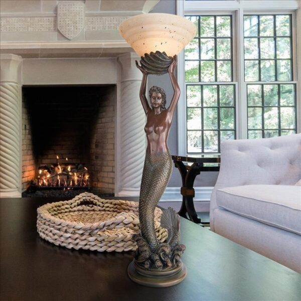 Design Toscano KY8030 13 Inch Table Top Goddess Offering Mermaid Lamp