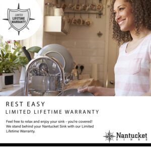 Nantucket Sinks NS3520-16 Sconset 35 Inch Double Bowl Undermount Stainless Steel Kitchen Sink