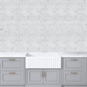 Altair MICM01-WH Burgos 11 3/4 Inch x 9 3/4 Inch Marble Mosaic Floor and Wall Tile - 11 Pieces