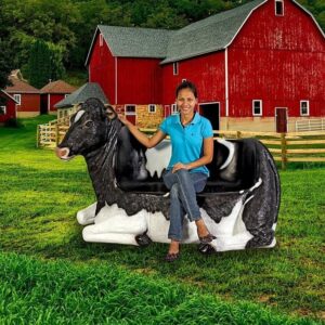 Design Toscano NE120020 66 Inch Cowch Holstein Cow Bench