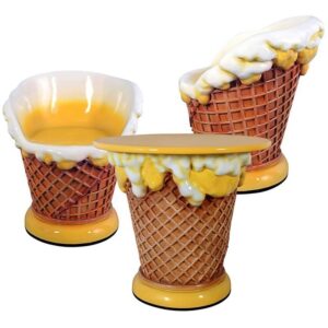 Design Toscano NE91300 Ice Cream Cone Chairs and Table, Set of 2