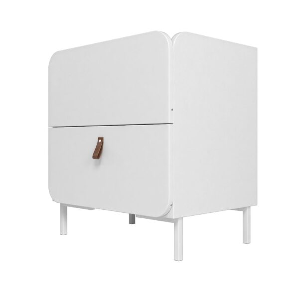 Manhattan Comfort Mid-Century Modern Bogardus Nightstand with 2 Drawers in White