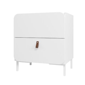 Manhattan Comfort Mid-Century Modern Bogardus Nightstand with 2 Drawers in White