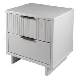 Manhattan Comfort Granville Modern Nightstand 2.0 with 2 Full Extension Drawers in White