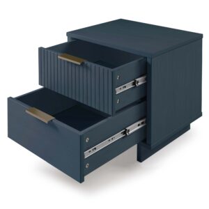 Manhattan Comfort Granville Modern Nightstand 2.0 with 2 Full Extension Drawers in Midnight Blue