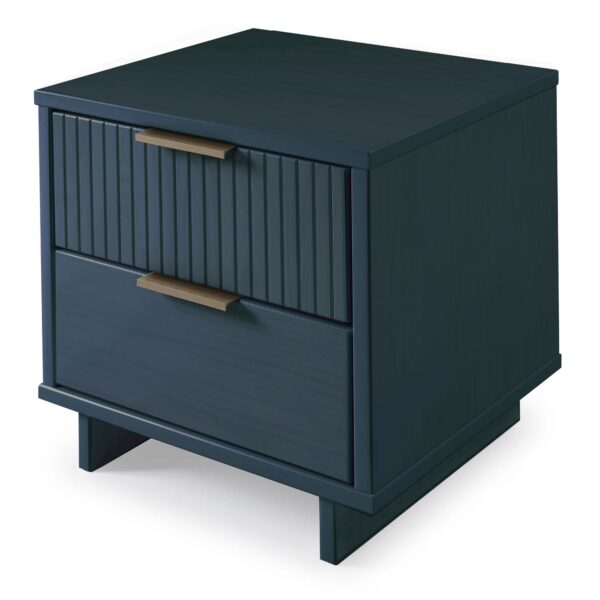 Manhattan Comfort Granville Modern Nightstand 2.0 with 2 Full Extension Drawers in Midnight Blue