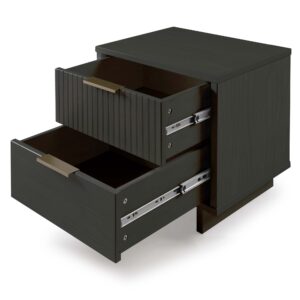 Manhattan Comfort Granville Modern Nightstand 2.0 with 2 Full Extension Drawers in Dark Grey