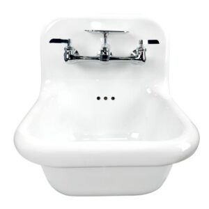 Nantucket Sinks NS-VC16-WW-CT Victorian 16 1/2 Inch Fireclay Wall Mount Bathroom Sink in White with Faucet and Drain