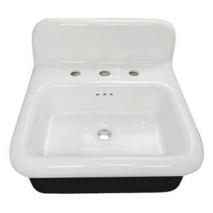 Nantucket Sinks NS-VCDM20-BLKW Victorian 19 1/2 Inch Single Bowl Fireclay Wallmount Bathroom Sink - White/Black