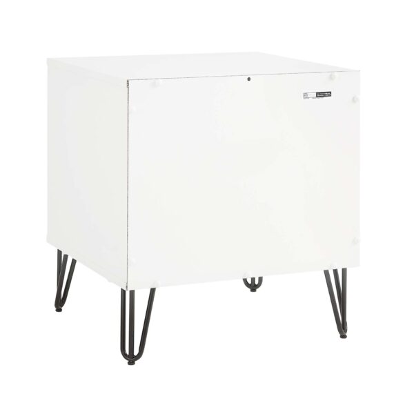 Manhattan Comfort DUMBO 1.0 Modern Nightstand with 1 Drawer and Metal Feet in White and Rustic Grey