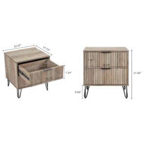 Manhattan Comfort DUMBO 2.0 Modern Nightstand with 2 Drawer and Metal Feet in Rustic Grey