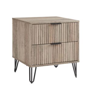 Manhattan Comfort DUMBO 2.0 Modern Nightstand with 2 Drawer and Metal Feet in Rustic Grey