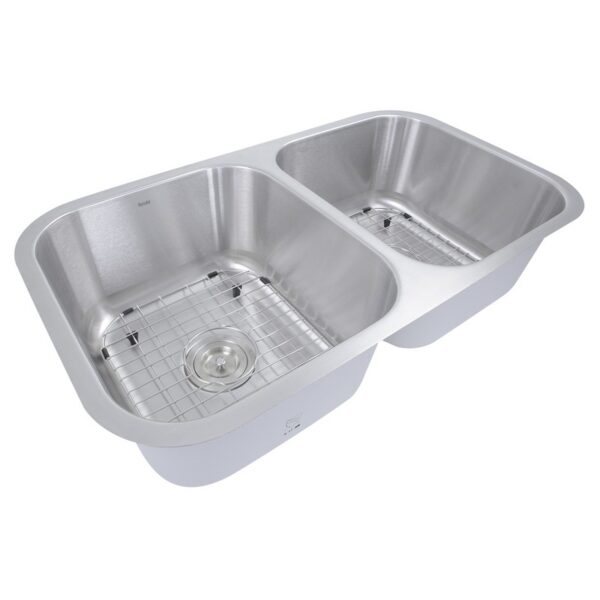 Nantucket Sinks NS10i-16 Sconset 32-1/2 Inch Double Bowl Equal Undermount Stainless Steel Kitchen Sink, 16 Gauge