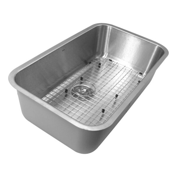 Nantucket Sinks NS3018-9-16 Sconset Collection 30 Inch Large Rectangle 16 Gauge Single Bowl Undermount Stainless Steel Kitchen Sink