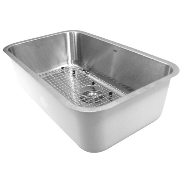 Nantucket Sinks NS3018-9-16 Sconset Collection 30 Inch Large Rectangle 16 Gauge Single Bowl Undermount Stainless Steel Kitchen Sink