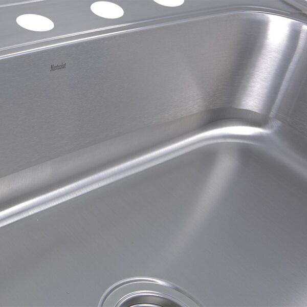 Nantucket NS3322-8 Madaket Collection 33 Inch Large Rectangle Single Bowl 18 Gauge Stainless Steel Drop In Kitchen Sink