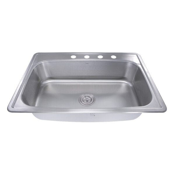 Nantucket NS3322-8 Madaket Collection 33 Inch Large Rectangle Single Bowl 18 Gauge Stainless Steel Drop In Kitchen Sink