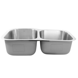 Nantucket NS6040-18 Quidnet 32 Inch 60/40 Double Bowl Undermount Stainless Steel Kitchen Sink, 18 Gauge