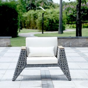 Manhattan Comfort Eiffel Outdoor Patio Conversation Set in Grey and Cream