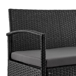 Manhattan Comfort Noli Steel Rattan 4-Piece Patio Conversation Set with Cushions in Grey