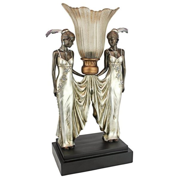 Design Toscano PD331 12 Inch Art Deco Peacock Maidens Lamp