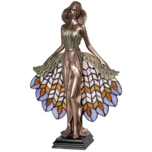 Design Toscano PD81100 10 1/2 Inch Peacock Priestess Stained Glass Lamp