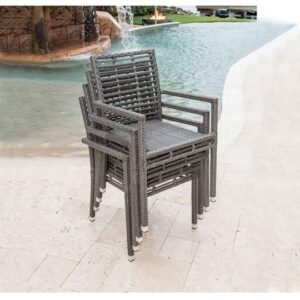 Panama Jack PJO-1601-GRY-7DA-CUSH Graphite 7-Piece Arm Chair and Dining Set with Cushions