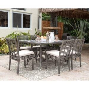 Panama Jack PJO-1601-GRY-7DS-CUSH Graphite 7-Piece Side Chair and Dining Set with Cushions