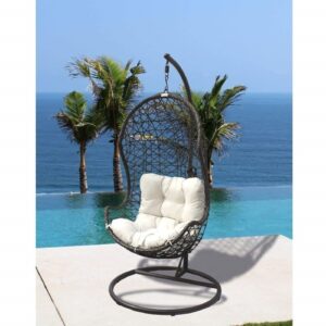 Panama Jack PJO-9001-GB-HC Accents 38 Inch Hanging Chair with Metal Stand and Cushions - Brown