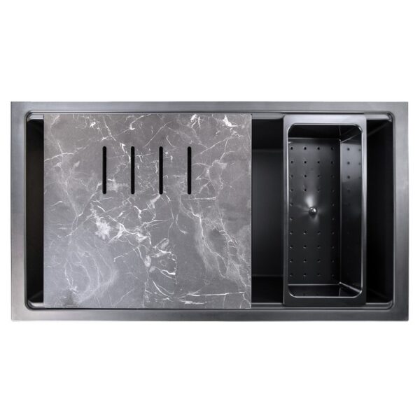 Nantucket Sinks PR3419-NBL-UM Plymouth 33 3/4 Inch Single Bowl Granite Composite Undermount Kitchen Sink in Black