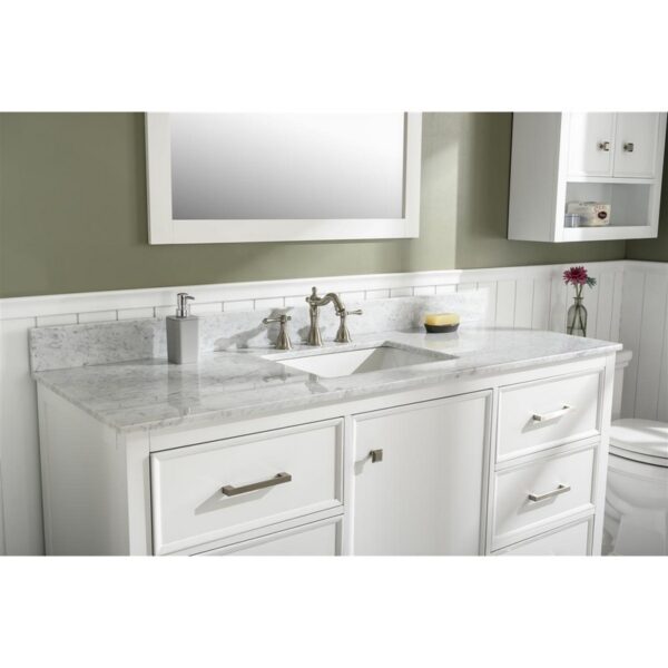 Legion Furniture WLF2160S-W 60 Inch White Finish Single Sink Vanity Cabinet with Carrara White Top