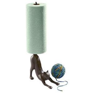 Design Toscano QH14041 8 Inch Kitty Crouch Iron Paper Towel Holder