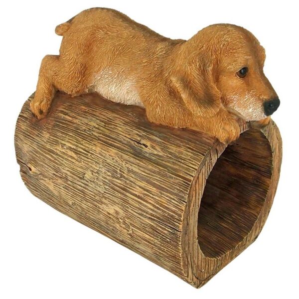 Design Toscano QM13067 9 Inch Golden Retriever on Log Rain Gutter