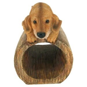 Design Toscano QM13067 9 Inch Golden Retriever on Log Rain Gutter