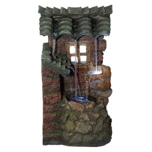 Design Toscano QN164092 9 1/2 Inch Cottage in the Forest Waterfall Fountain