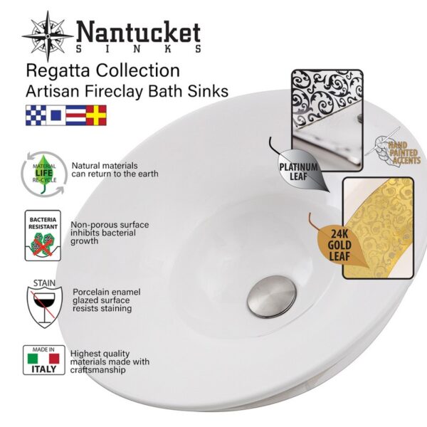 Nantucket Sinks RC72030P Monte Carlo Italian Fireclay Vanity Sink