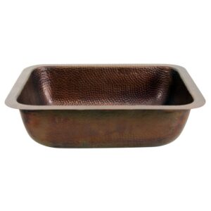 Nantucket Sinks REHC 17 Inch Copper Hammered Brightwork Single Bowl Sink