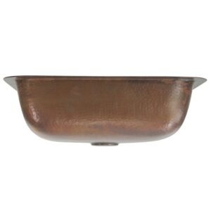 Nantucket Sinks REHC 17 Inch Copper Hammered Brightwork Single Bowl Sink