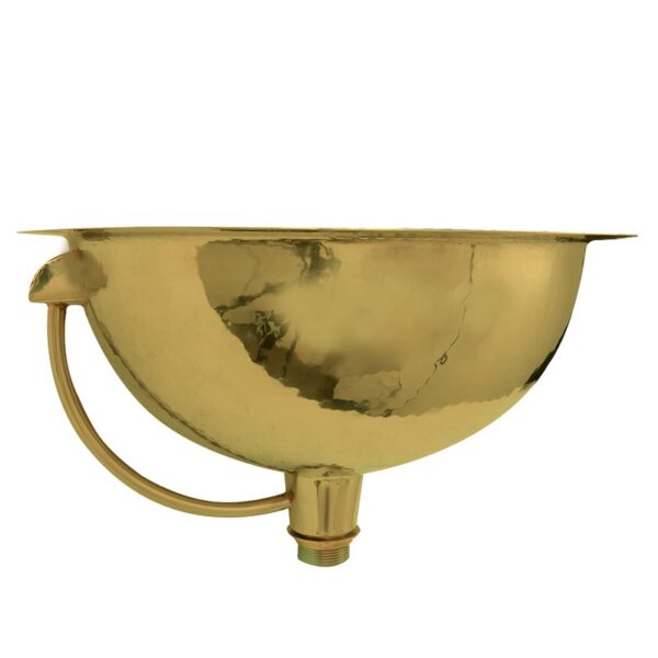 Nantucket Sinks RLB 16-1/2 Inch Hammered Brass Round Undermount Bathroom Sink With Overflow