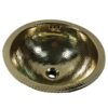 Nantucket Sinks ROB-OF 13 Inch Hand Hammered Brass Round Undermount Bathroom Sink With Overflow