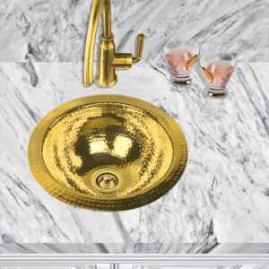 Nantucket Sinks ROB 13 Inch Brass Hammered Brightwork Single Bowl Sink