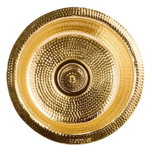 Nantucket Sinks RS15-UB Brightwork Home 15 Inch Hand Hammered Round Brass Bar Sink