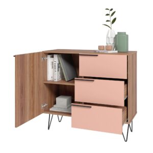 Manhattan Comfort Beekman 35.43 Sideboard with 2 Shelves in Brown and Pink