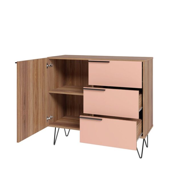 Manhattan Comfort Beekman 35.43 Sideboard with 2 Shelves in Brown and Pink