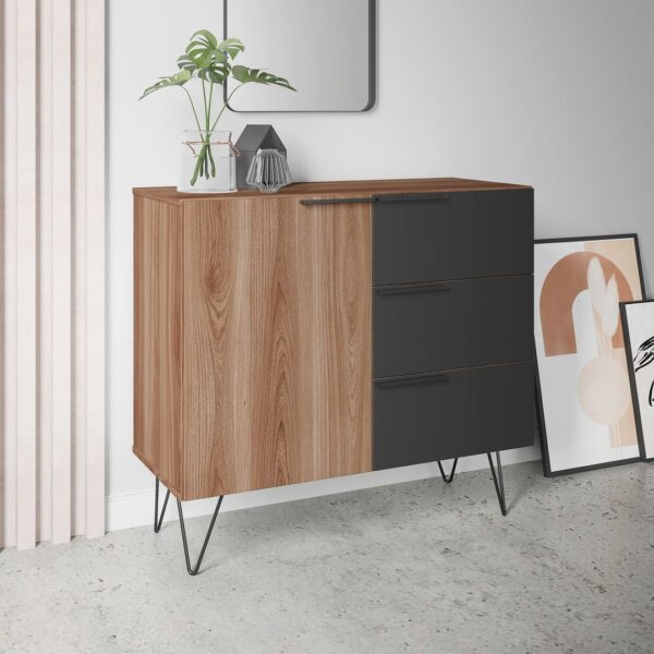 Manhattan Comfort Beekman 35.43 Sideboard with 2 Shelves in Brown and Black