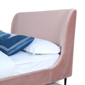 Manhattan Comfort Heather Full-Size Bed in Velvet Blush and Black Legs